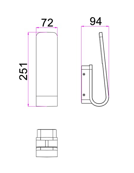 HAK1 Exterior Wall Light 7W LED Tri-Colour Dark HAK1