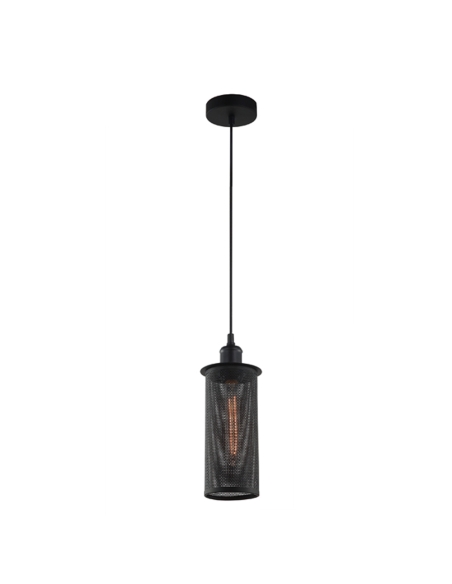 VENETO1BK - VENETO Industrial Aged Decorative Single Black Mesh Pendant Light