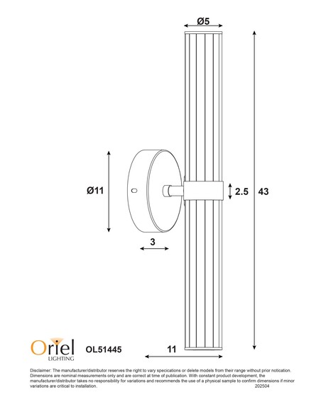 OL51445CH Interior Wall Light Chrome - OL51445CHOL51445CH