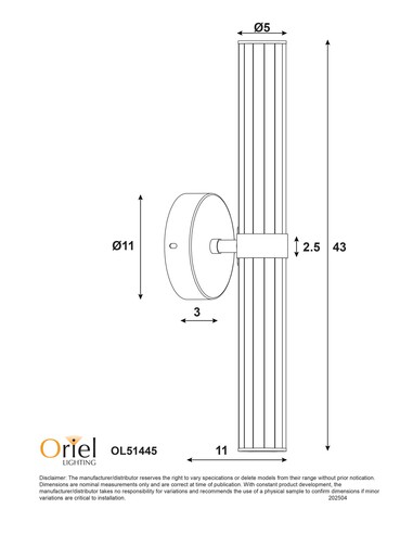 OL51445SB Interior Wall Light Brass - OL51445SBOL51445SB