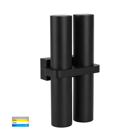 HV10292T - Luz Black TRI Colour Double Up & Down Wall Pillar Lights