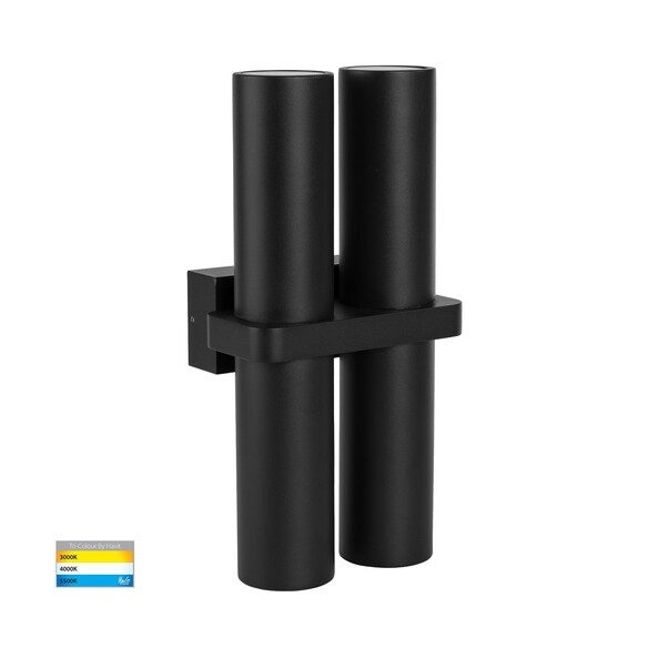 HV10292T - Luz Black TRI Colour Double Up & Down Wall Pillar Lights