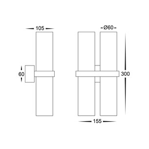 HV10292T - Luz Black TRI Colour Double Up & Down Wall HV10292T 2