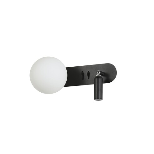 OL52215BK - HARLOW G9 Black/Opal Sphere Ball Wall Light and Ingrated 4W LED Spot Light