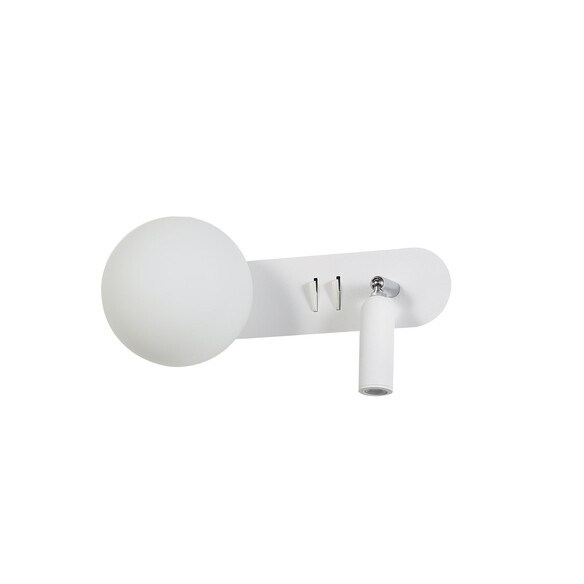 OL52215WH - HARLOW G9 White/Opal Sphere Ball Wall Light and Ingrated 4W LED Spot Light