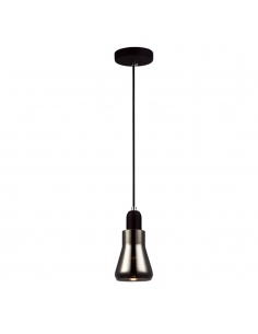 PENDANT GU10 (Max 50W Hal) Blk smoke glass FLUTE OD90mm x YARRA