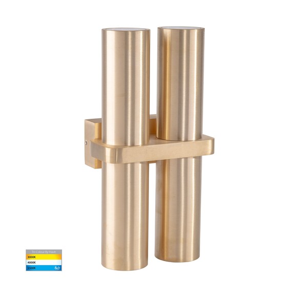 HV10592T - Luz Solid Brass TRI Colour Double Up & Down Wall Pillar Lights