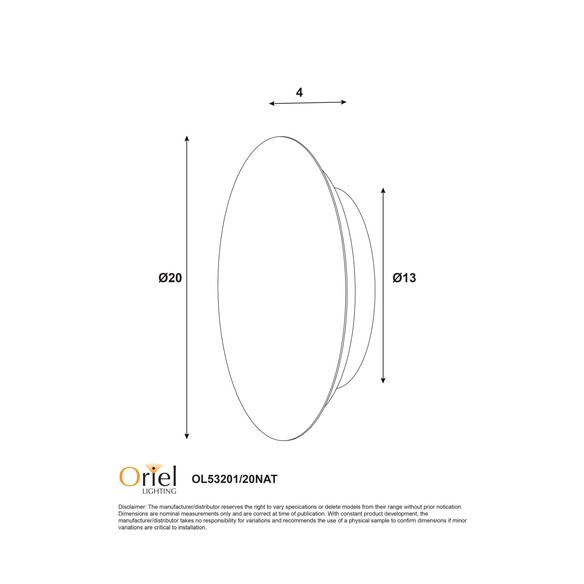 OL53201/20NAT - Dot 200mm Natural Timber CCT LED OL53201/20NAT