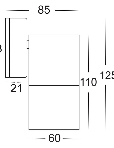 TIVAH Single Fixed Wall Pillar Light Brass - HV1155T