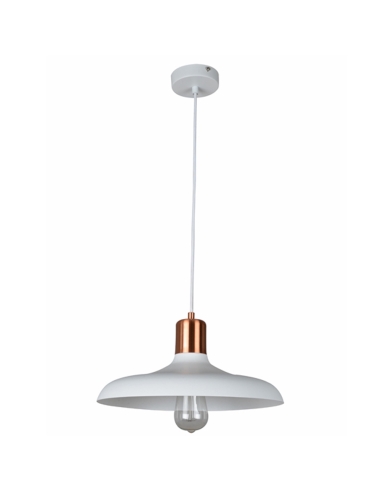 PENDANT ES 40W HAL Matte WH DOME with Copper Lampholder Cover OD400mm x H216mm 3m cable WTY 1YR