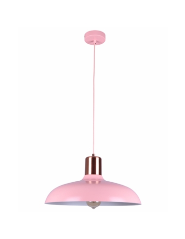 PENDANT ES 40W HAL Matte PINK DOME with Copper Lampholder Cover OD400mm x H216mm 3m cable WTY 1YR