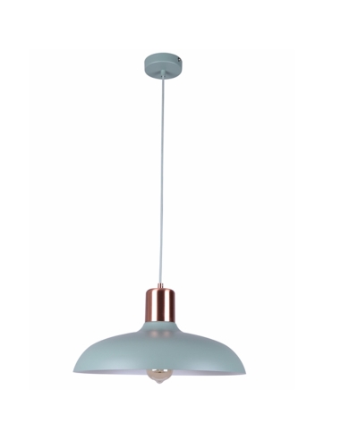 PENDANT ES 40W HAL Matte GREEN DOME with Copper Lampholder Cover OD400mm x H216mm 3m cable WTY 1YR