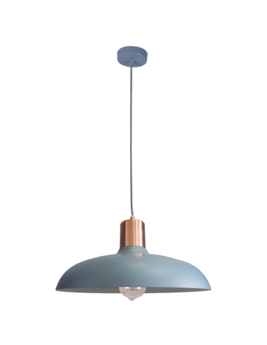 PENDANT ES 40W HAL Matte BLUE DOME with Copper Lampholder Cover OD400mm x H216mm 3m cable WTY 1YR