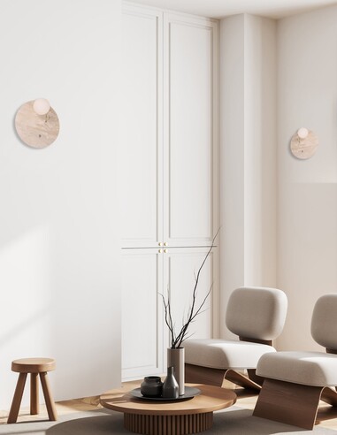 POI2 Interior Wall Light Round Travertine - POI2POI2