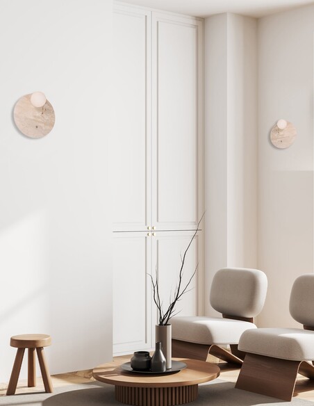 POI2 Interior Wall Light Round Travertine - POI2POI2