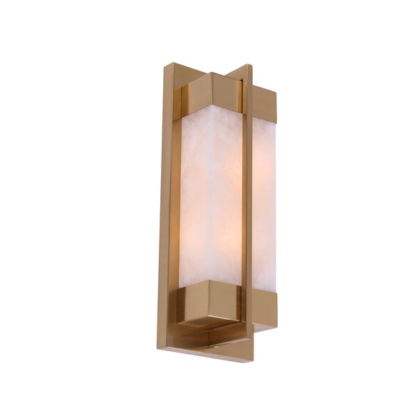 PUENTE1 - PUENTE Interior Rectangular Marble with Brass Highlight Wall Light