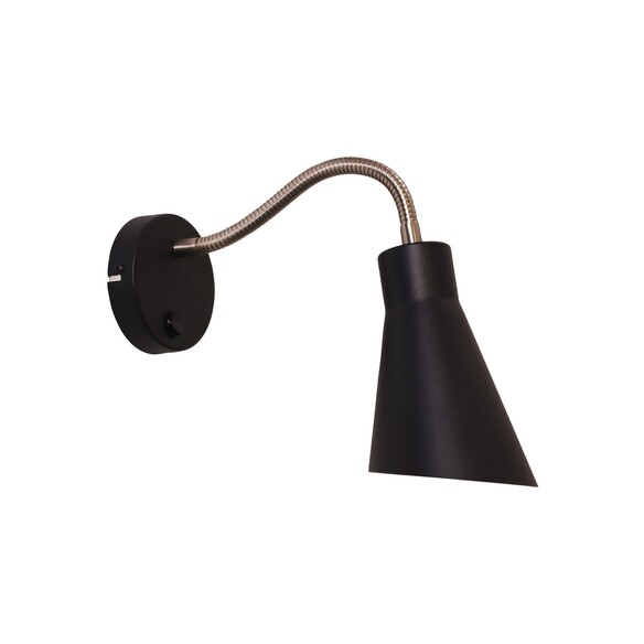OL53935BK - THOR Black Flexible Arm E27 Wall Light with Switch