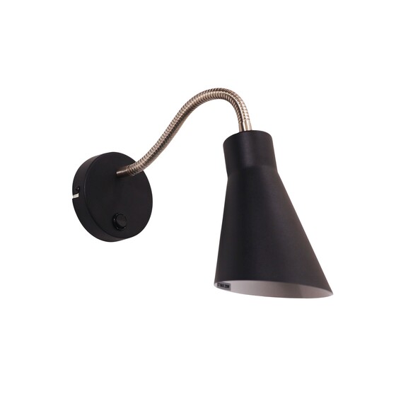 OL53935BK - THOR Black Flexible Arm E27 Wall OL53935BK