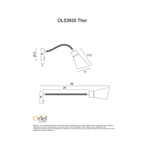 OL53935WH - THOR White Flexible Arm E27 Wall OL53935WH
