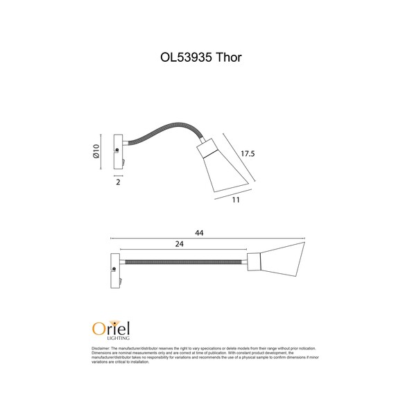OL53935WH - THOR White Flexible Arm E27 Wall OL53935WH