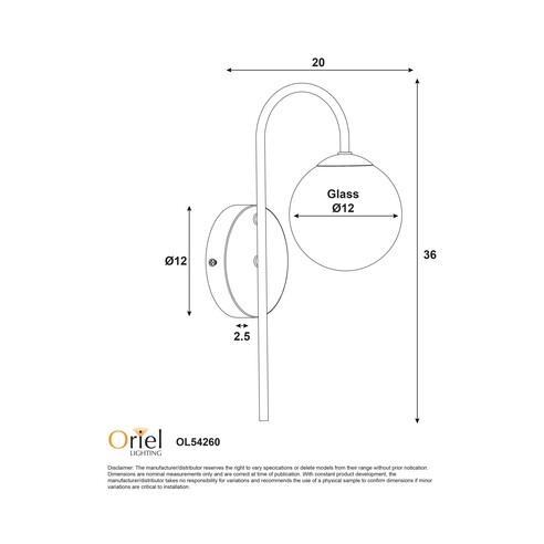 OL54260WH - NOXE White Arm with Opal Matt Ball G9 OL54260WH