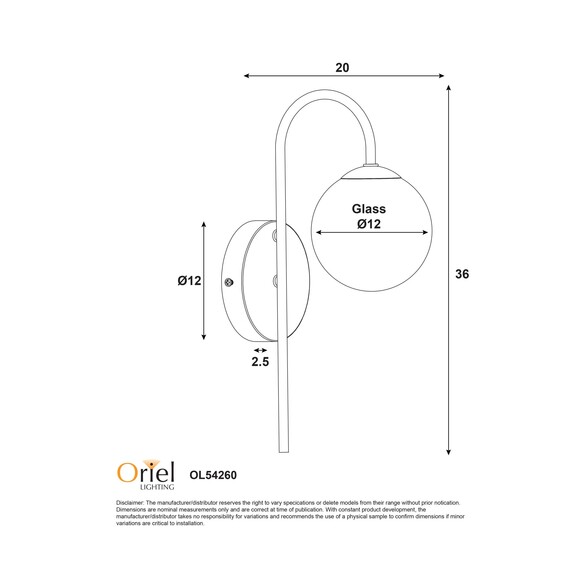 OL54260WH - NOXE White Arm with Opal Matt Ball G9 OL54260WH