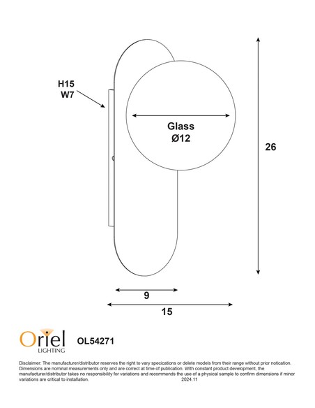 OL54271BK Interior Wall Light Black - OL54271BKOL54271BK