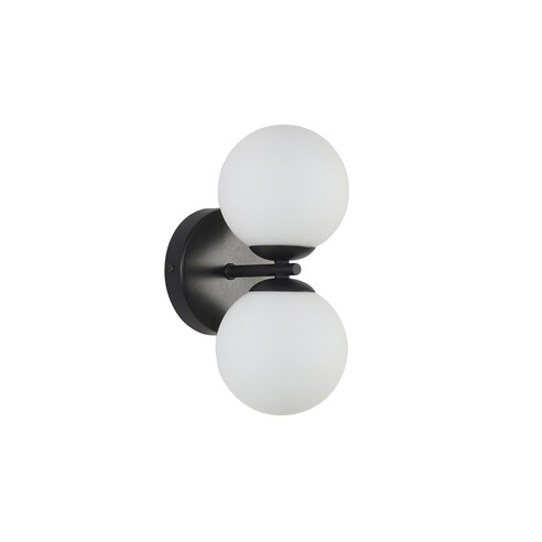 OL54292BK - OBERON.2 Twin Black with Opal Ball Up and Down G9 Wall Light