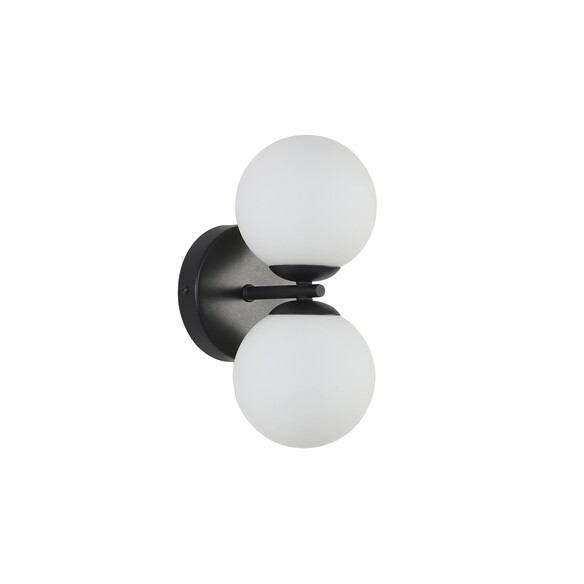 OL54292BK - OBERON.2 Twin Black with Opal Ball Up and Down G9 Wall Light