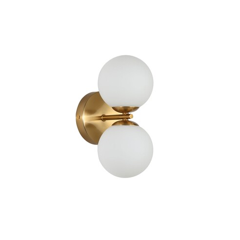 OL54292SB - OBERON.2 Twin Satin Brass with Opal Ball Up and Down G9 Wall Light