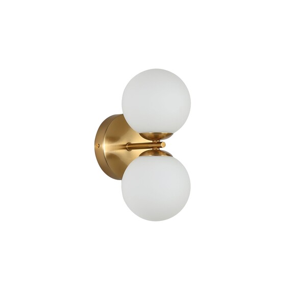 OL54292SB - OBERON.2 Twin Satin Brass with Opal Ball Up and Down G9 Wall Light