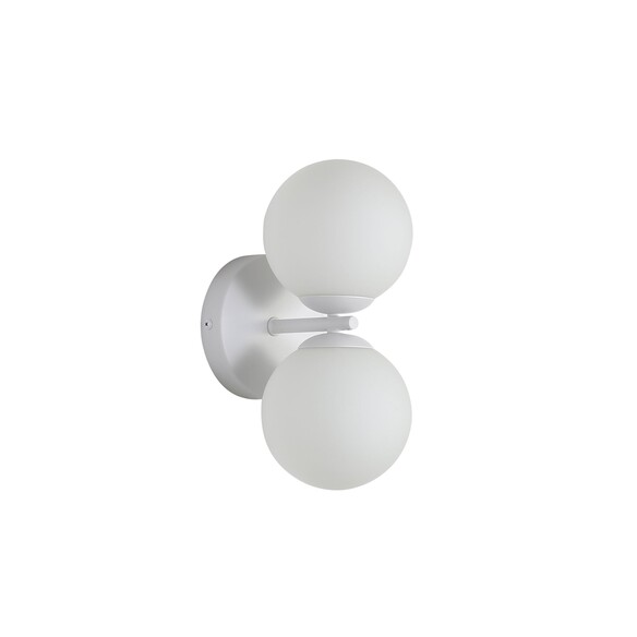 OL54292WH - OBERON.2 Twin White with Opal Ball Up and Down G9 Wall Light