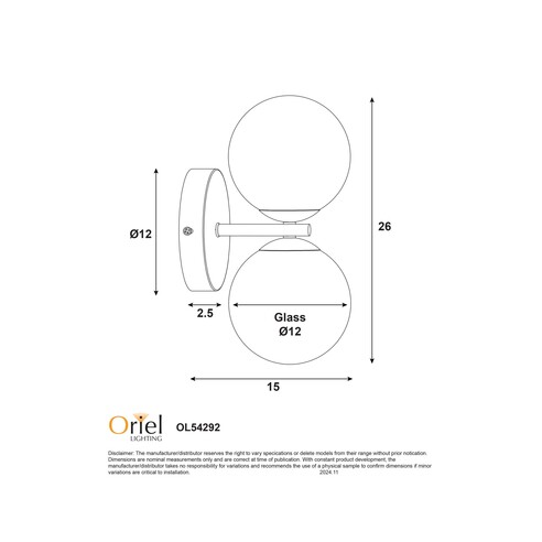 OL54292WH - OBERON.2 Twin White with Opal Ball Up OL54292WH