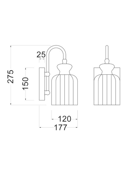 SINO-W2 Interior Wall Light Rectangular 1W Brass SINO-W2