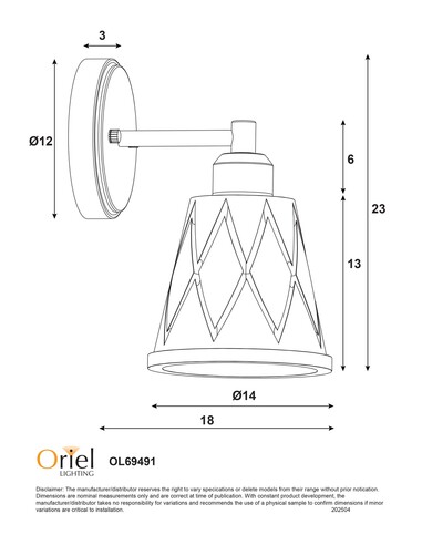 OL69491BL Interior Wall Light Black - OL69491BLOL69491BL