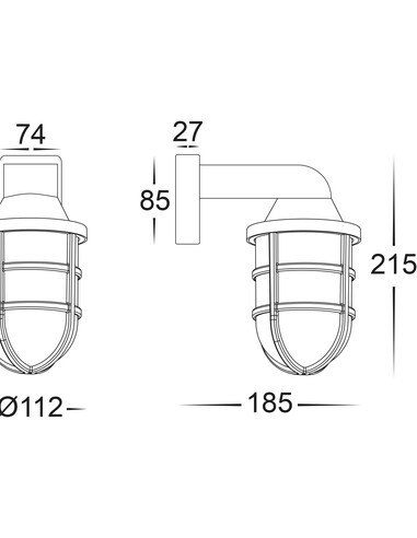 MARINA Black Polycarbonate Wall Light - HV3511W-BLK