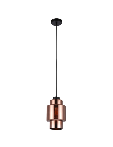 PENDANT ES 72W Copper coloured Glass Dble Cylinder OD170mm x H280mm 3m cable WTY 1YR