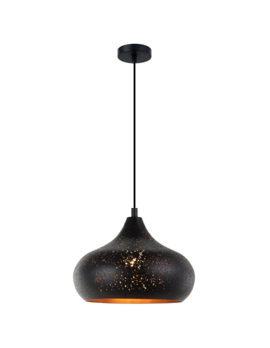 PENDANT ES 72W BLK Champagne Glass with Gold Interior OD250mm x H175mm 3m cable WTY 1YR