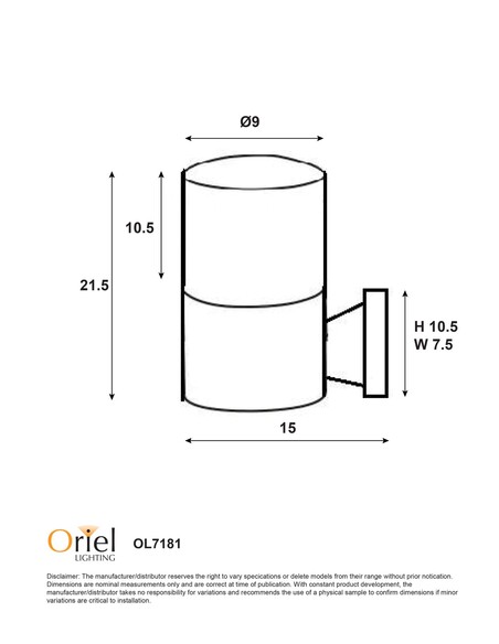 OL7181BK Exterior Wall Light Black - OL7181BKOL7181BK