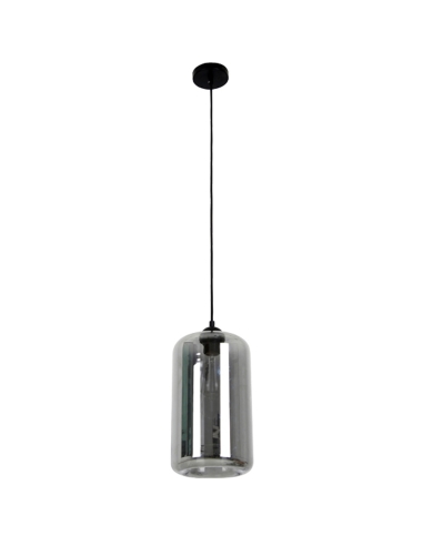 PENDANT ES 60W SMOKED GLASS OBLONG OD180mm x H360mm 3m cable WTY 1YR
