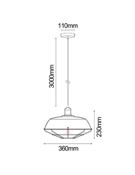 PENDANT ES 72W DOME & CAGE WH OD360mm x H230mm 3m MATRIX-W