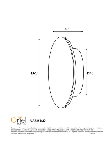 UA7355/20BK Exterior Wall Light LED Black - UA7355/20BK