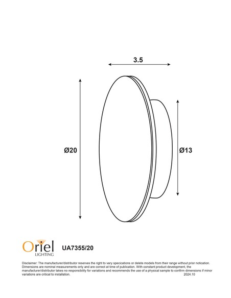 UA7355/20BK Exterior Wall Light LED Black - UA7355/20BK