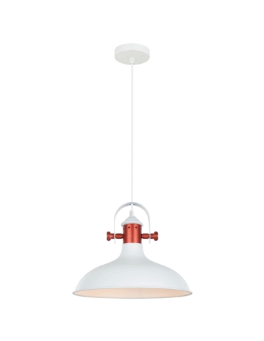 PENDANT ES 72W MATT WH DOME with Copper Highlights OD360mm x H280mm 3m cable WTY 1YR