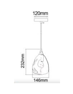 PENDANT ES 60W Chrome with Black Chrome Glass ELLIPSE ORDITO2 2
