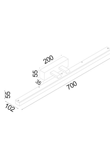 VANITAS3L Interior Wall Light Rectangular 16W VANITAS3L