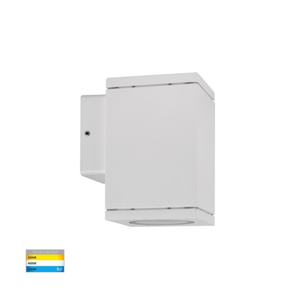 HV3623T-WHT - HV3623T-White - Quadru Square White TRI Colour Fixed Down LED Wall Light