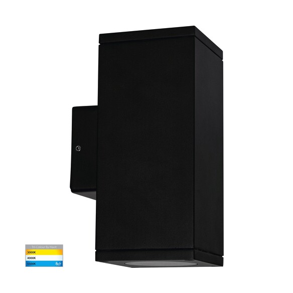 HV3624T-BLK - HV3624T-Black - Quadru Square Black TRI Colour Up & Down LED Wall Light