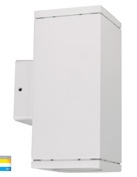 QUADRU Square Surface Mounted Up & Down Wall Light Poly Powder Coated White - HV3624T-WHT