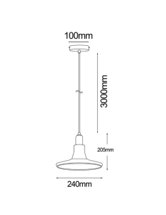 PENDANT GU10 (Max 50W HAL)  Blk Smoke MARTINI GLASS D240mm RIVERINA 2